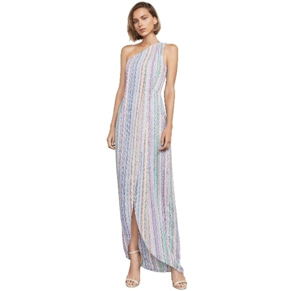 💕BCBMAXAZRIA💕 Striped One-Shoulder Maxi Dress 8 - Picture 3 of 8